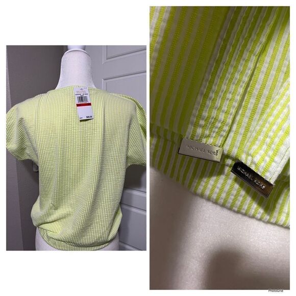 Michael Kors Stripe Limeade Top - Picture 2 of 2